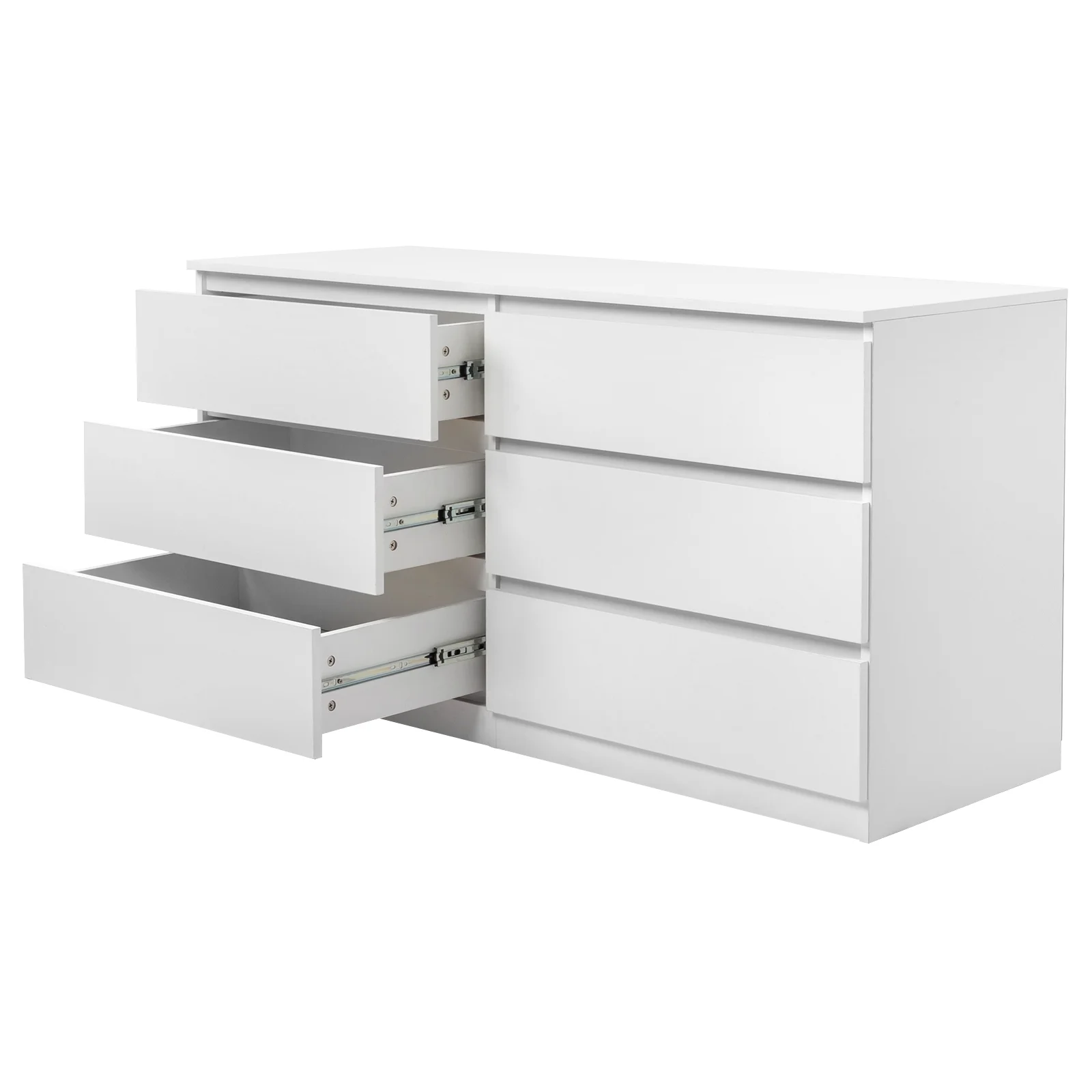 Ktaxon 6 Drawer Double Dresser Wood Dresser Storage Cabinet Drawer Organizer Chest Of Drawers, White - Image 13