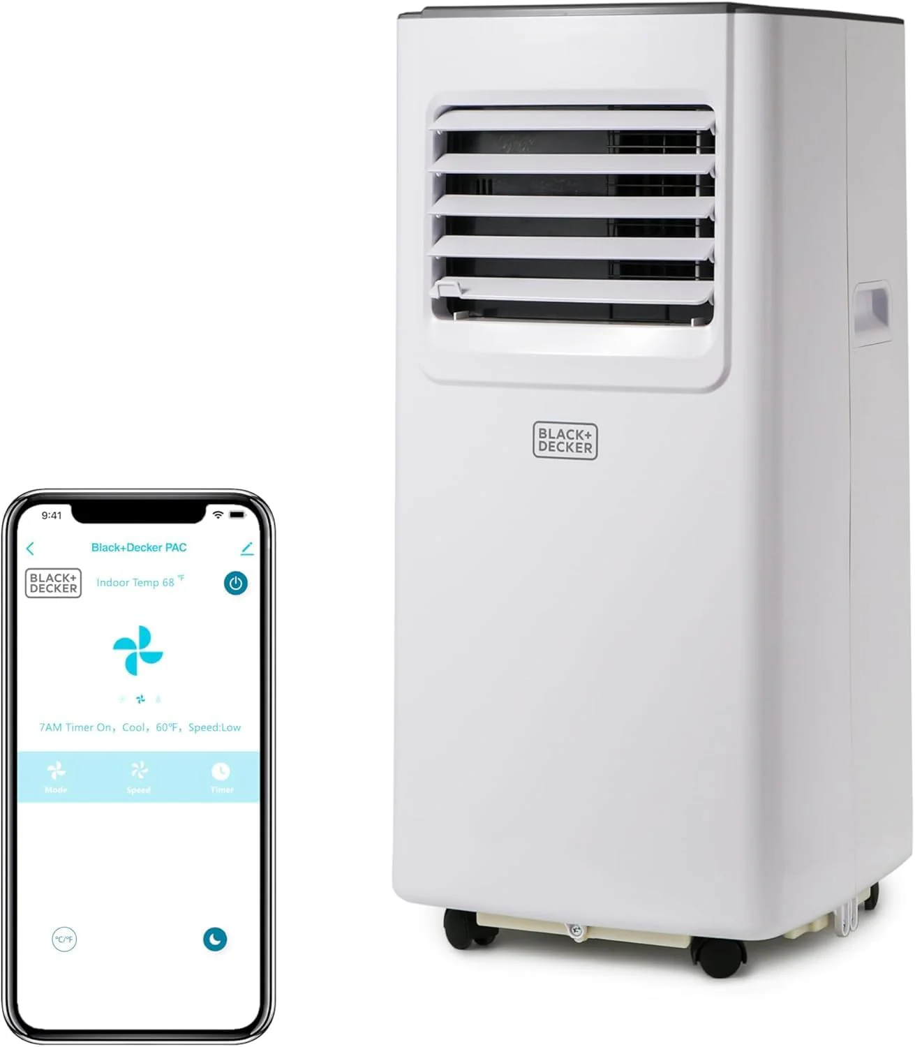 BLACK+DECKER 8,000 BTU Portable Air Conditioner with Wifi & Remote Control, 3-1-in AC, Fan & Dehumidifier, with App, Alexa & Google Assistant, Window Kit