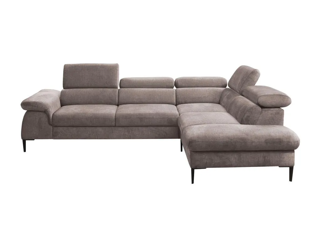 Sofá cama rinconera de tela gris arenoso Sancaldeco - Ángulo derecho KXFW69183