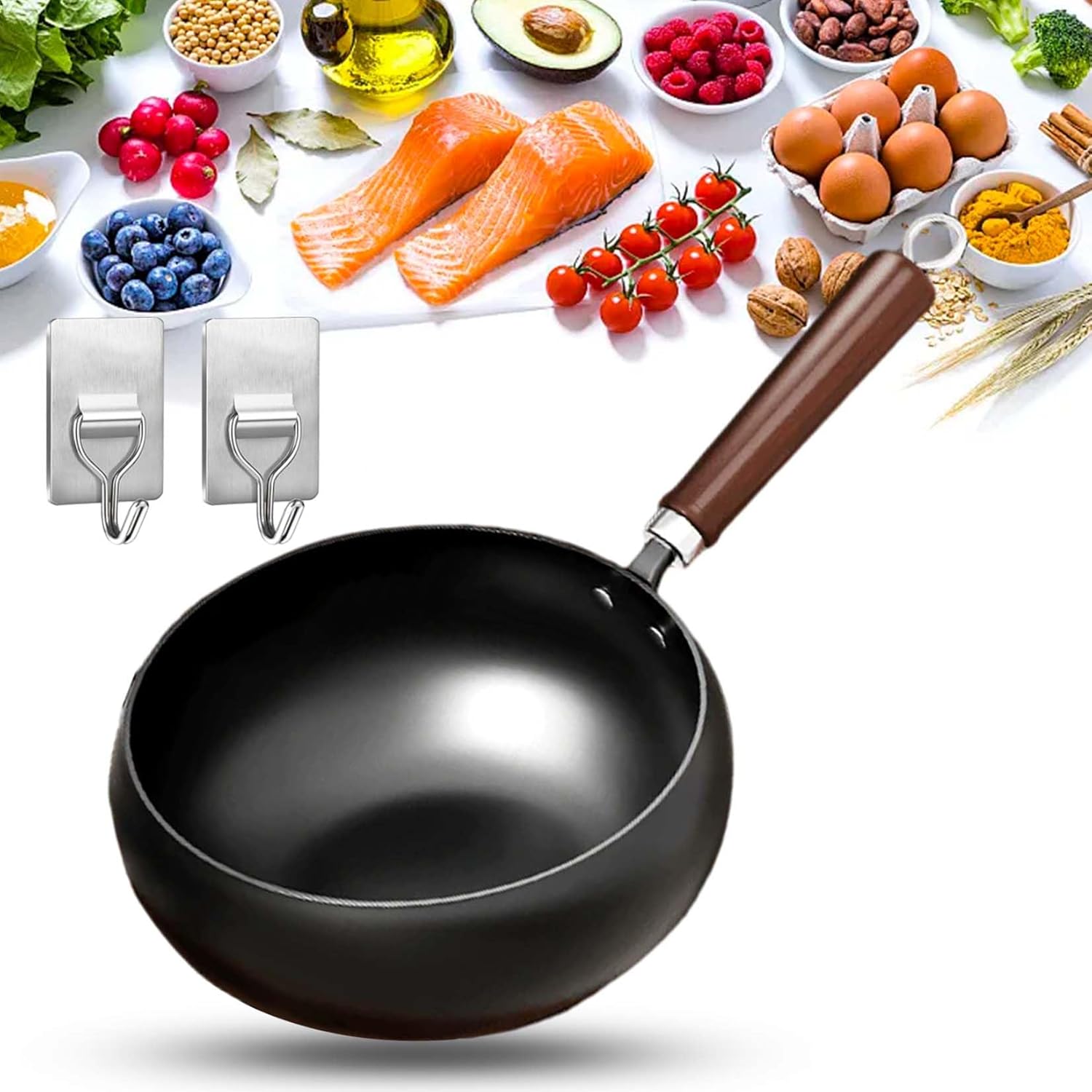 Uncoated Thick Iron Pot, Japanese Uncoating Cast Iron Pot, IronPot Pro, Multifunctional Non-Stick Cast Irons Wok with Lid, High Purity Irons Frying Pan for Cooking (Hammer-Glass Cover, L-11in)