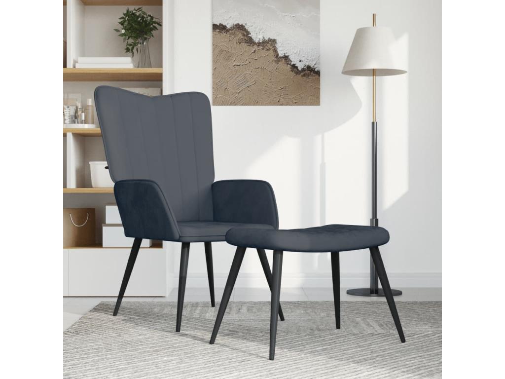 Sillón de relax con taburete Nidolux gris oscuro