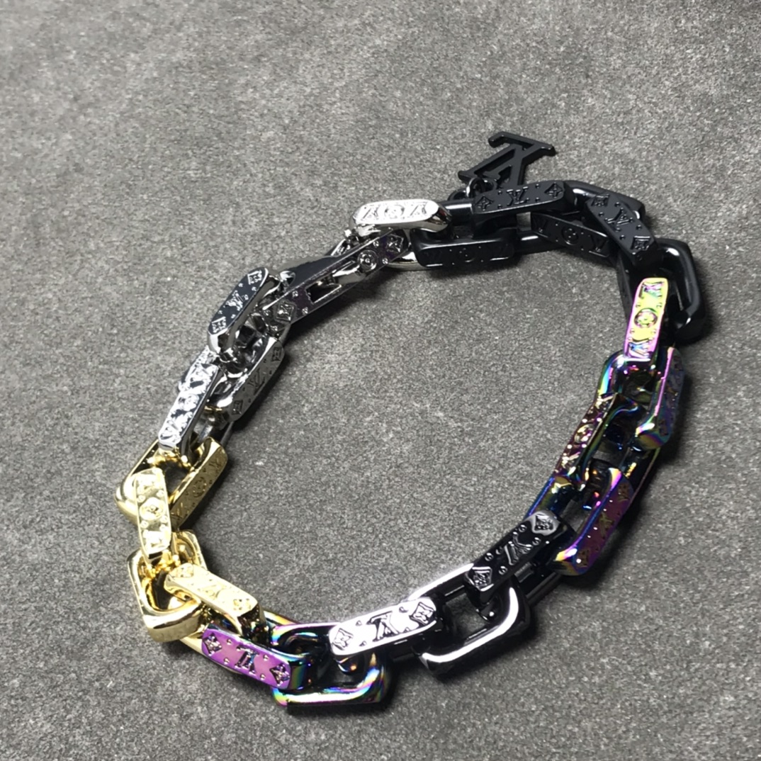 Louis Vuitton Mixed Gold Silver Purple Black Colors Mens Bracelet - Original Replica Club