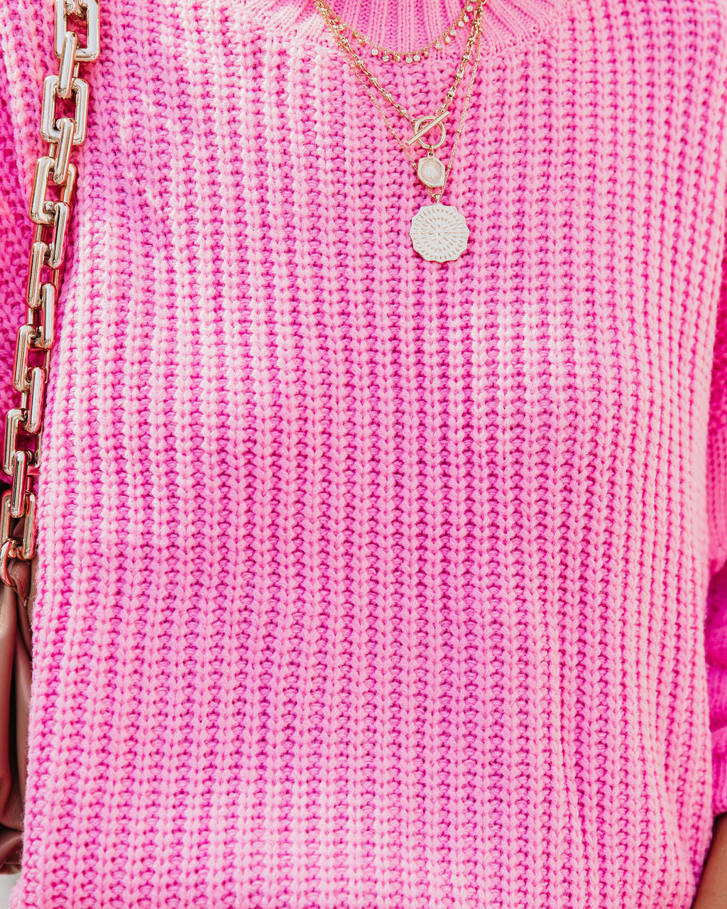 Fall Bucket List Knit Sweater - Pink - Se7enfashion