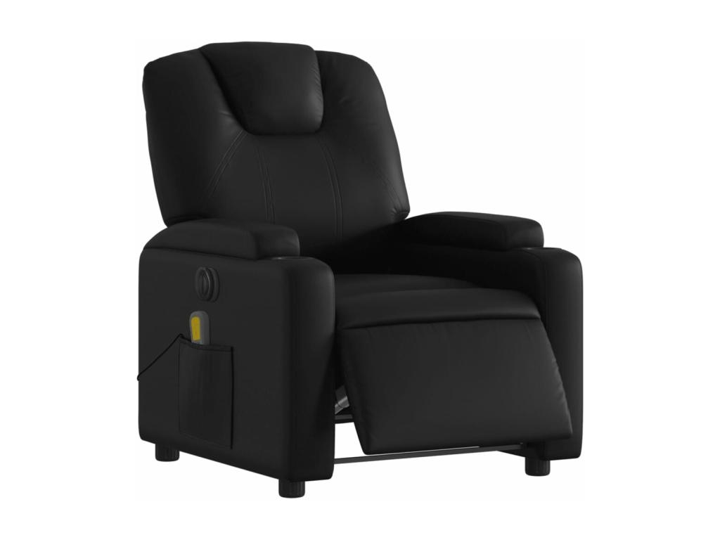 Sillón de masaje reclinable eléctrico cuero sintético negro