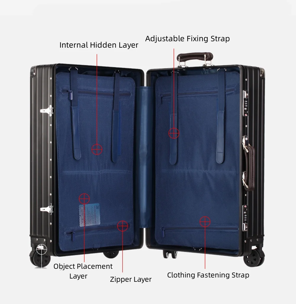 All Aluminum Magnesium Carry on Luggage Airline Approved, Hardside Carry on Suitcase with TSA Lock, Zipperless Luggage Checked Luggage Metal Rolling Luggage for Travel, Business - Image 17