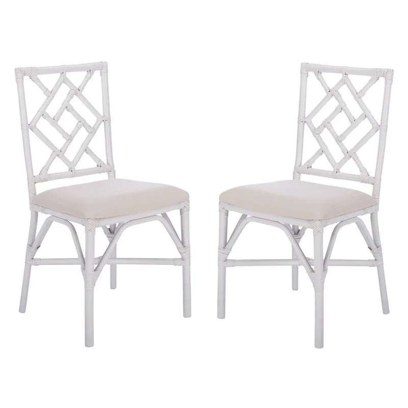 Set of 2 SAFAVIEH Maye Rattan Accent Chairs with Cushions - Dimensions: 18.5" W x 20.9" L x 35.8" H