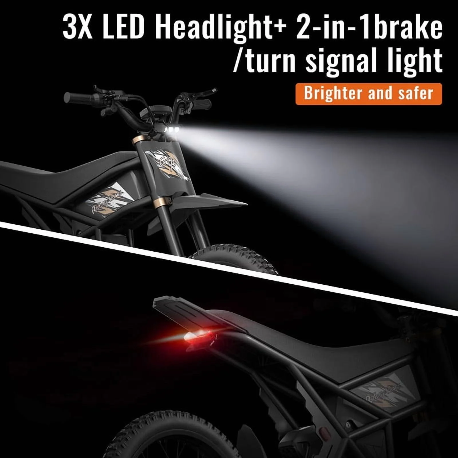 GT73 PRO 338 NM Electric Dirt Bike for Adults,3000W(Peak)Dual Motor 50Mph Max Speed,60V 50MPH 36.4AH Dual Battery Ebike,85 Miles Range, 25" Motorcycle Tires, All-Terrain for Mountain, Snow, UL2849 - Image 7