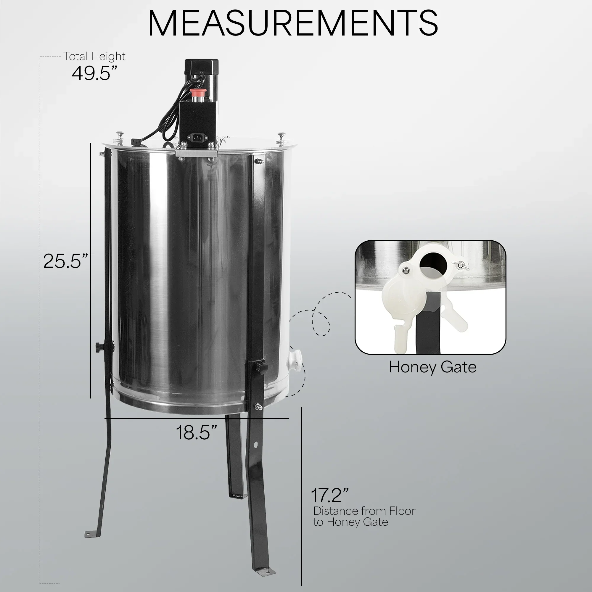 VIVO Electric 4/8 Frame Stainless Steel Honey Extractor (BEE-V004E)