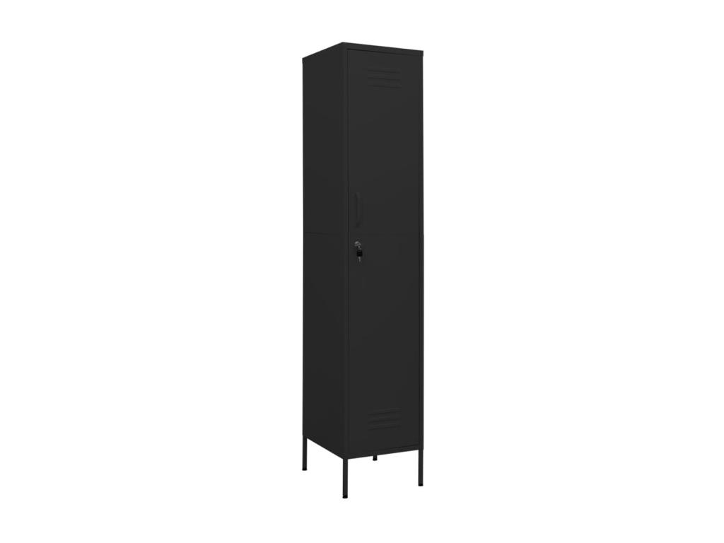 Armario de taquilla de acero negro 35x46x180 cm