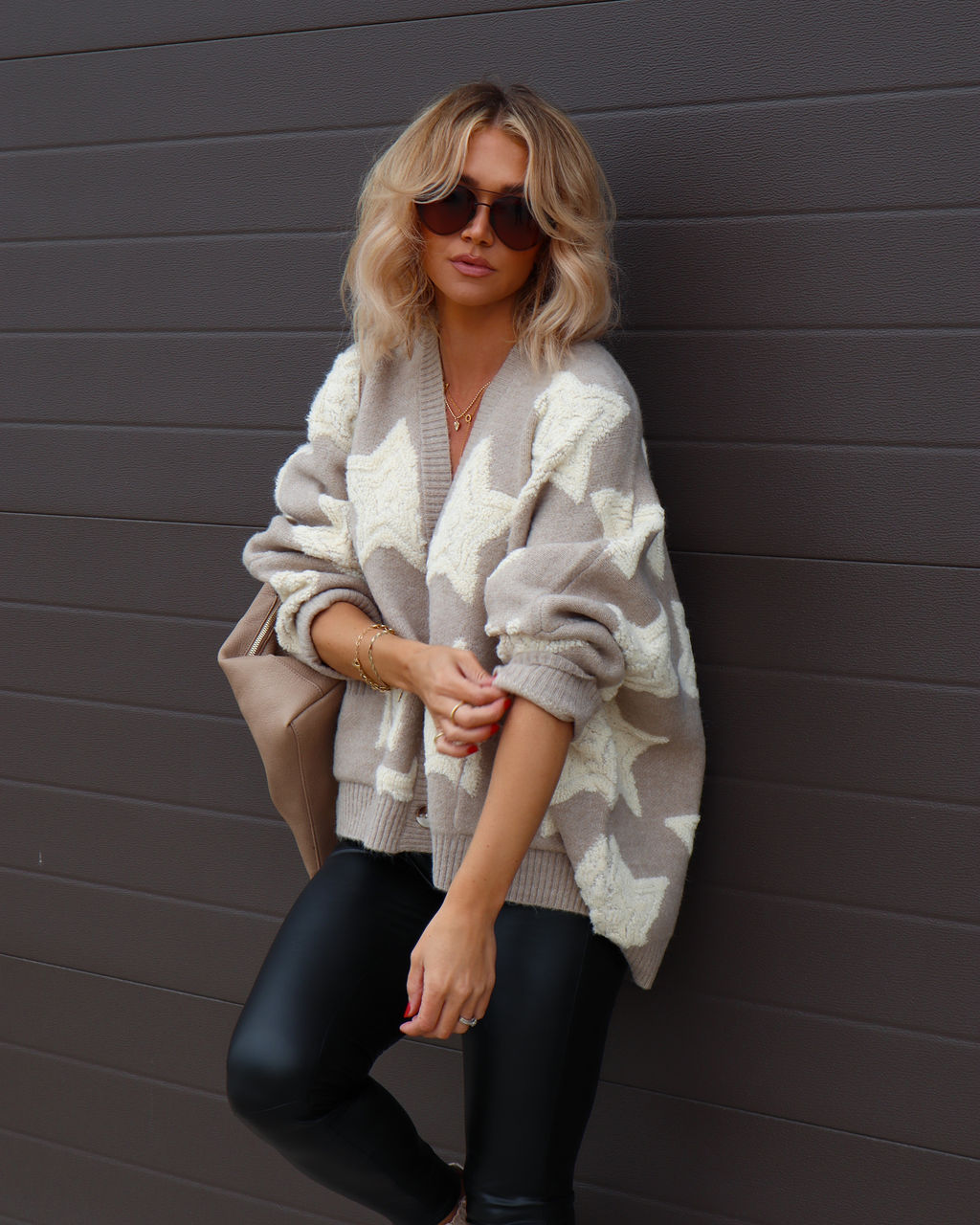 Chasing The Stars Pocketed Oversized Cardigan - Light Taupe - Se7enfashion