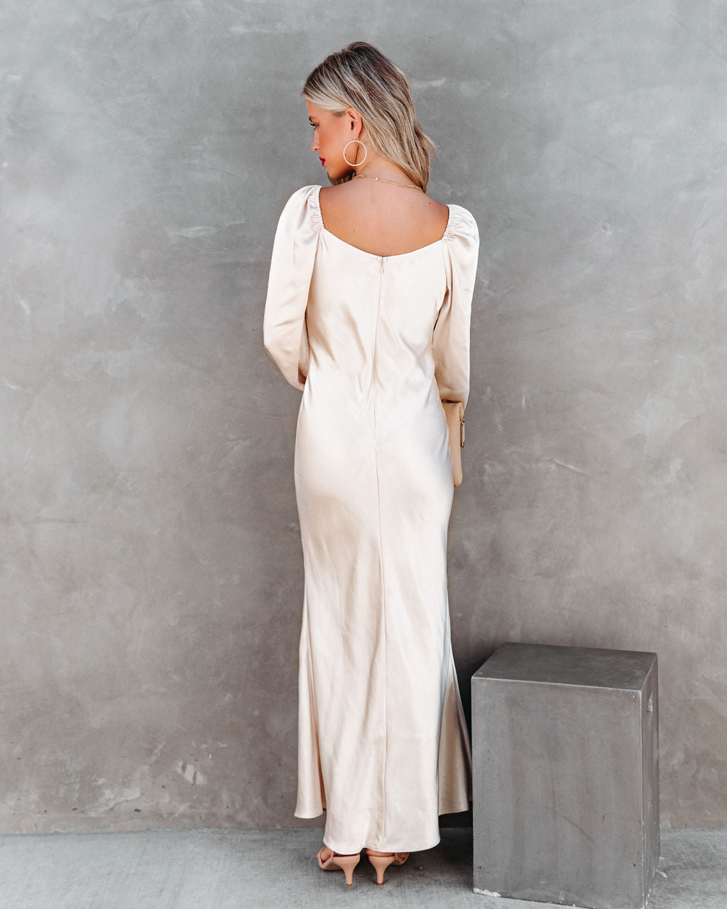 Always And Forever Satin Maxi Dress - Ivory - Se7enfashion