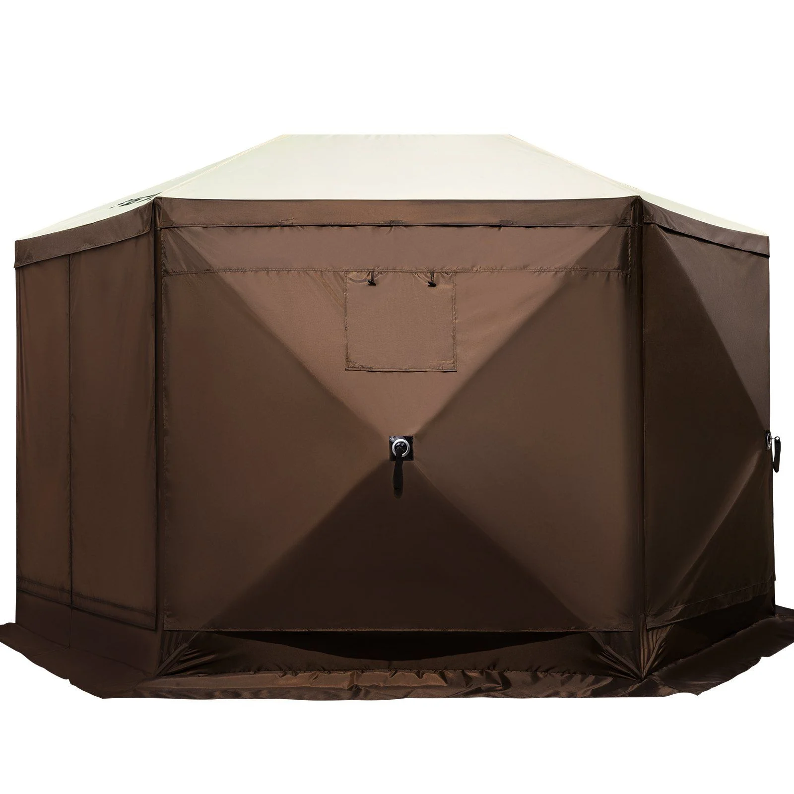 Quick Setup 12x12 Foot Gazebo Tent, 6-Sided Canopy with Mesh Screens & Carry Bag -?Sun Shade Shelter for Outdoor Events, Backyard, Picnic (Beige/Brown) - Image 7