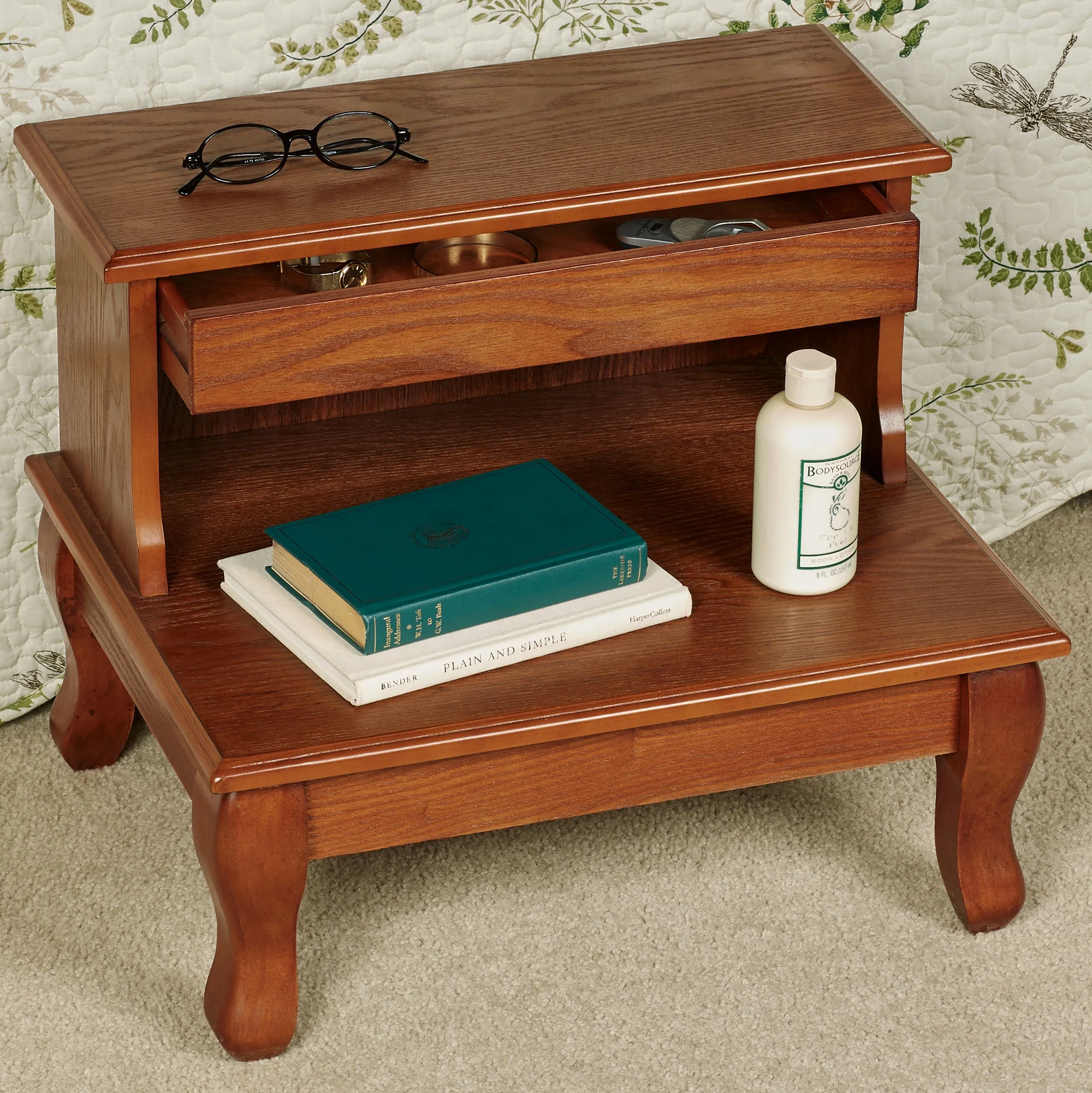 Cessilee Wooden Bed Steps with Storage 16 Inches High - Image 8
