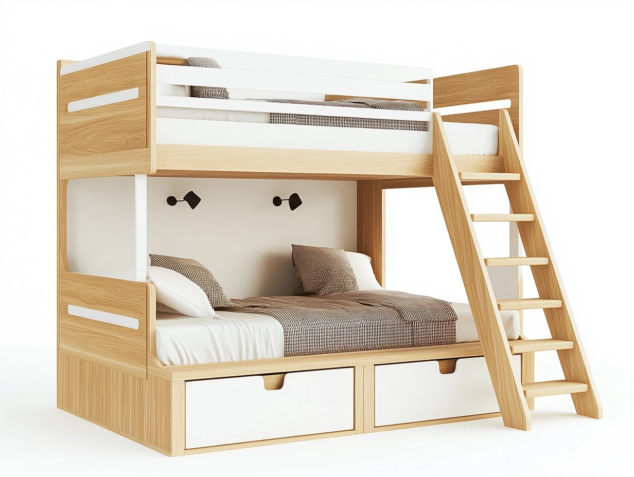 Cama litera de madera con cajones de almacenamiento