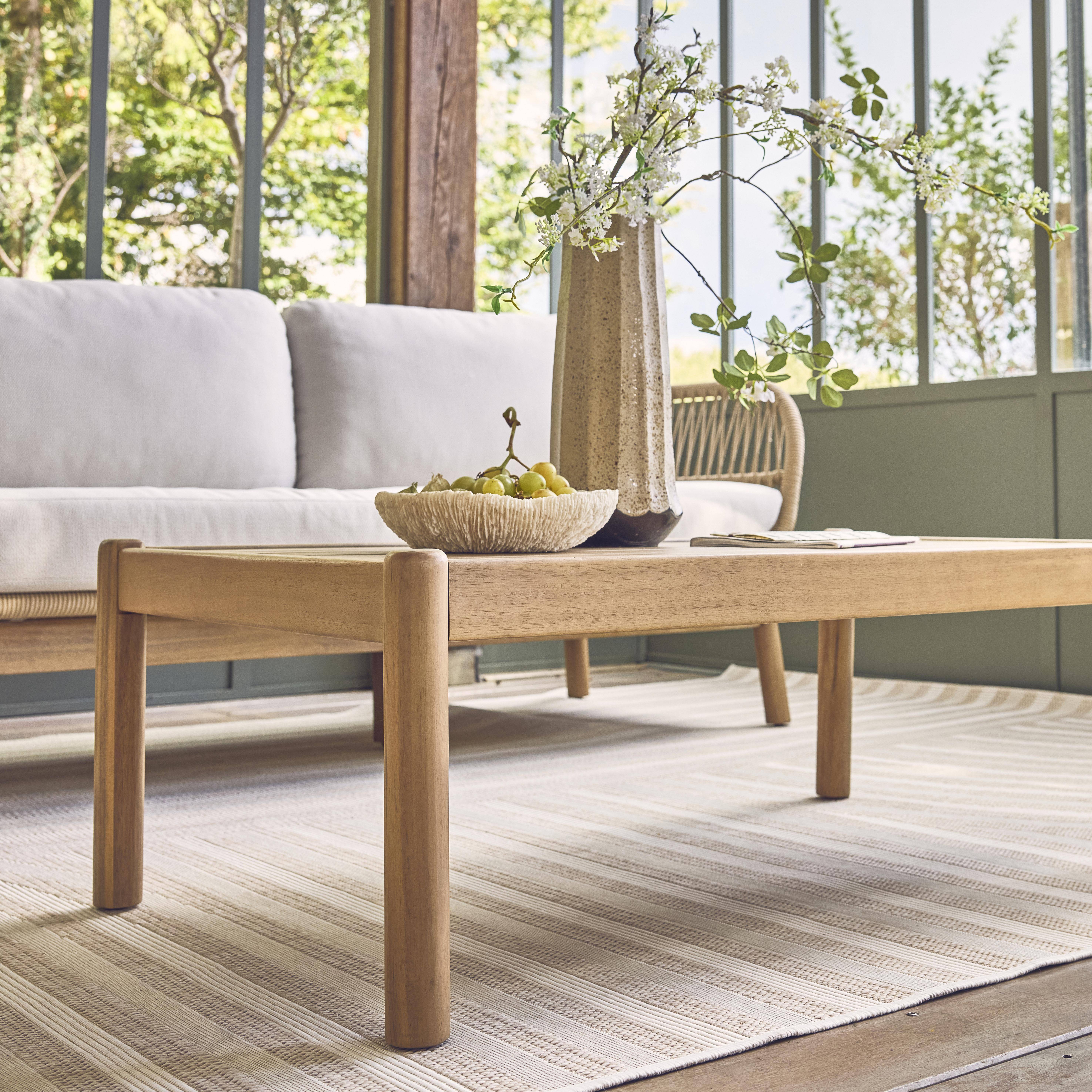 Ipanema - Conjunto de muebles de jardín en acacia con cuerda, 5 plazas
