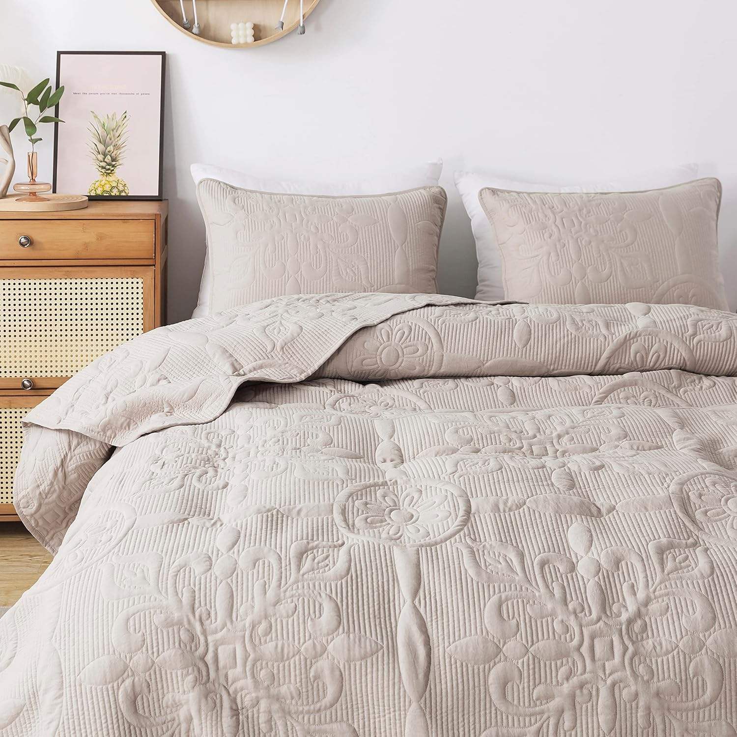 High Grade Cotton Satin Quilted Bedspread Bedding Set Soft Silky Breathable Summer Quilt Bedspread For Bedroom Daily Use