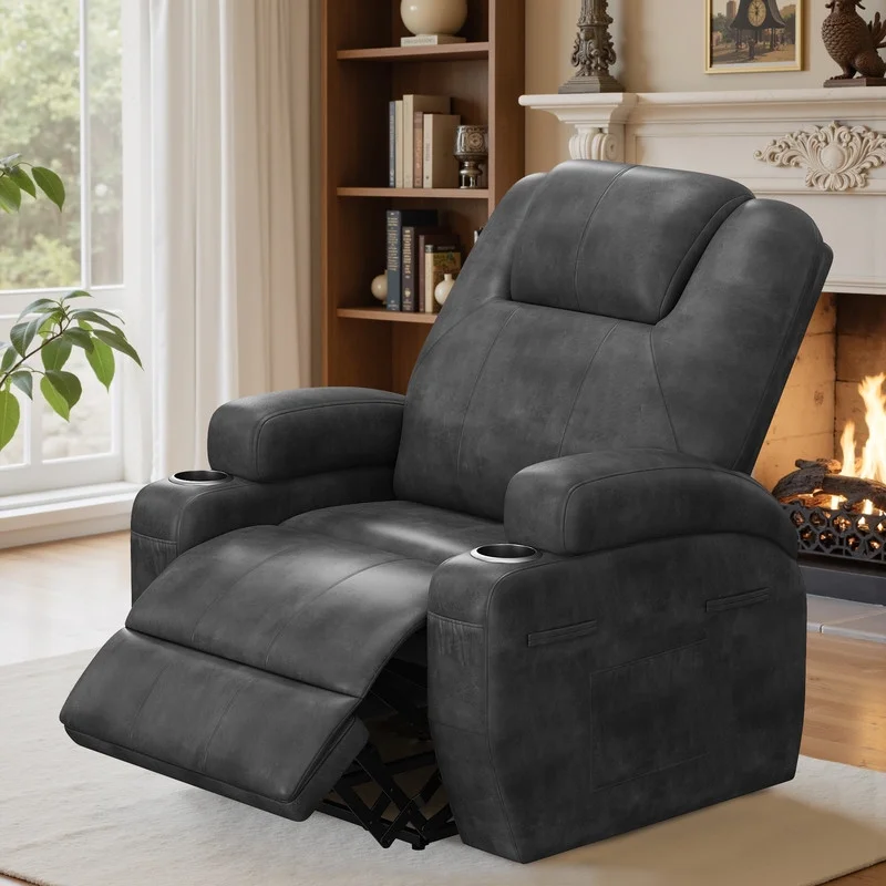 Lacoo power lift electric Massage recliner chair Oversized Single Sofa with Cup Holder for elderly,Black - Image 2
