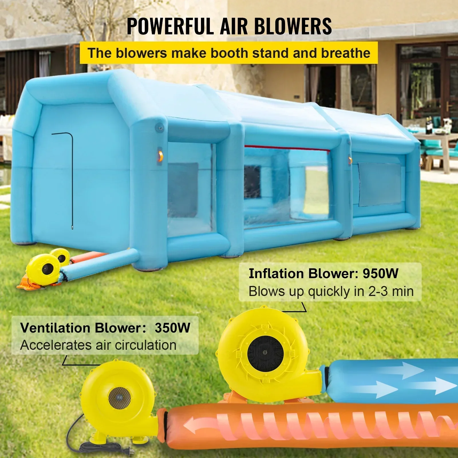 BENTISM Inflatable Car Paint Booth 26x15x10FT With Filter System And 2 Blowers - Image 6 BENTISM Inflatable Car Paint Booth 26x15x10FT With Filter System And 2 Blowers - Image 6