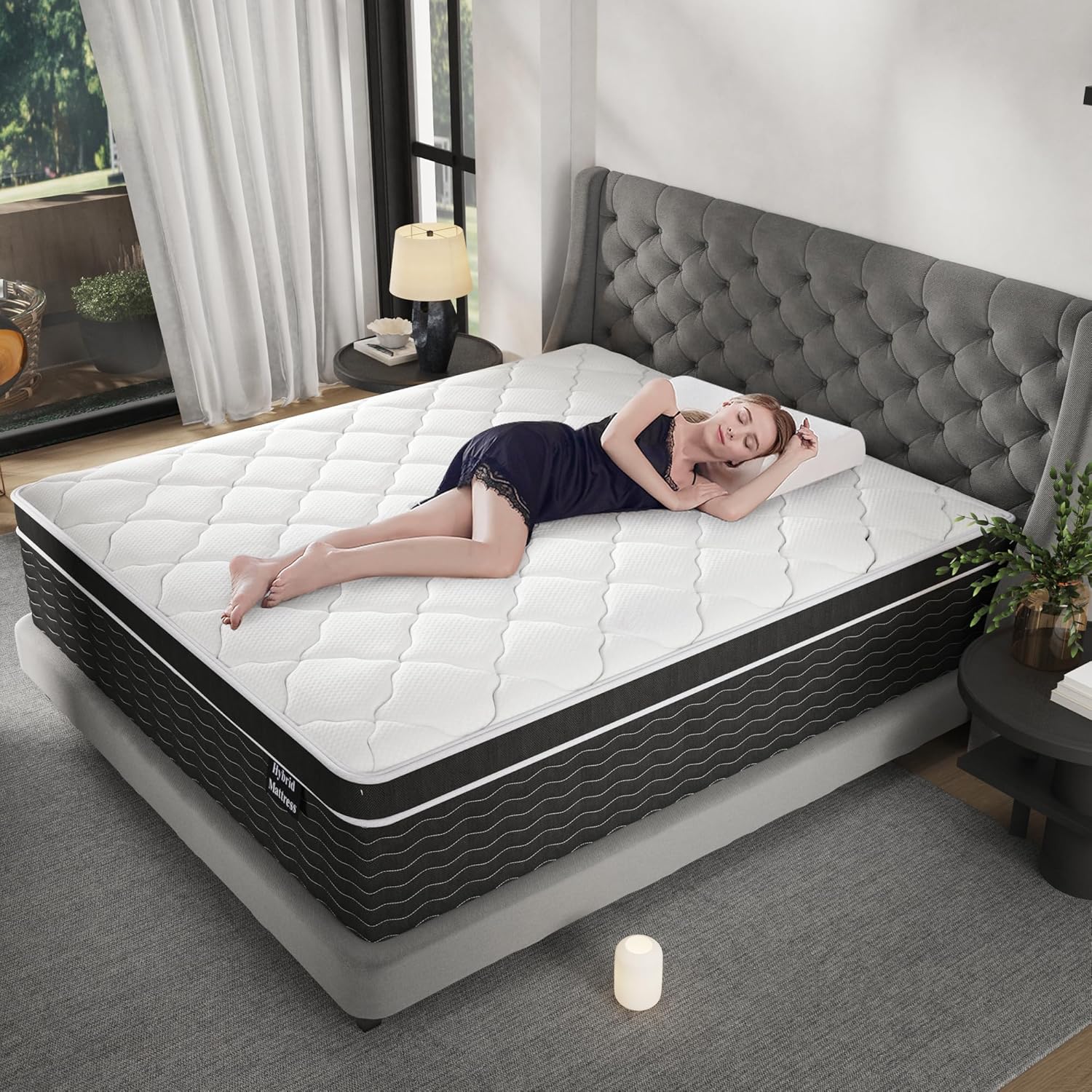 Full Size Mattress, 10 inch Full Bed Mattress in a Box, Medium Plush Hybrid Mattresses with Gel Memory Foam and Pocket Springs, Pressure Relief & Upgraded Support, Cooling and Breathable