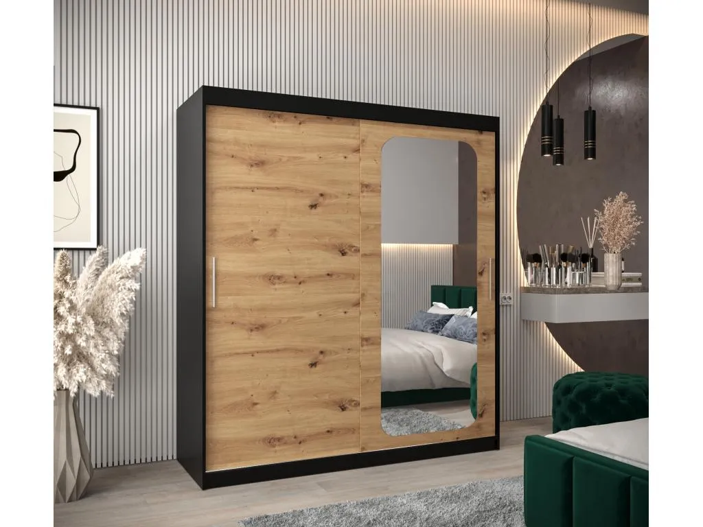 ARMARIO Boverdeco T2 DE PUERTAS CORREDERAS 200/180/62 2 puertas (negro/artisan)