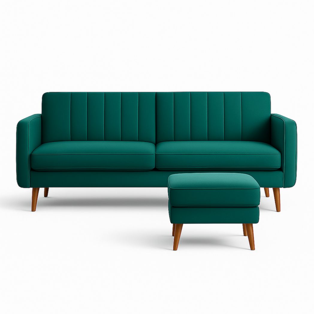 Sofá de tela de poliéster con estructura de madera, juego de 2 piezas 200x80x85 cm