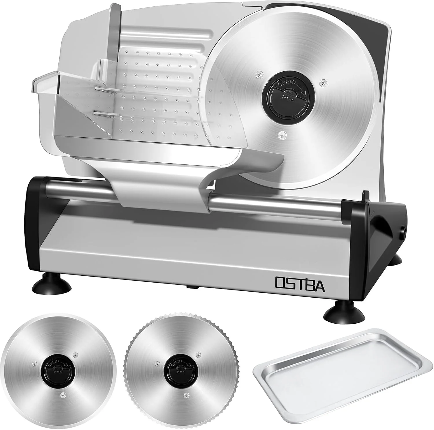 OSTBA Meat Slicer with Quiet DC Motor, 200W Electric Deli Slicer, Dual 7.5'' Stainless Steel Blades, 0-15mm Adjustable Thickness, Easy to Clean, Ideal for Meat, Cheese, Bread, and Vegetables - Image 9