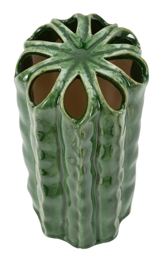 Groene keramische vaas, ø 11,5x23,5 cm