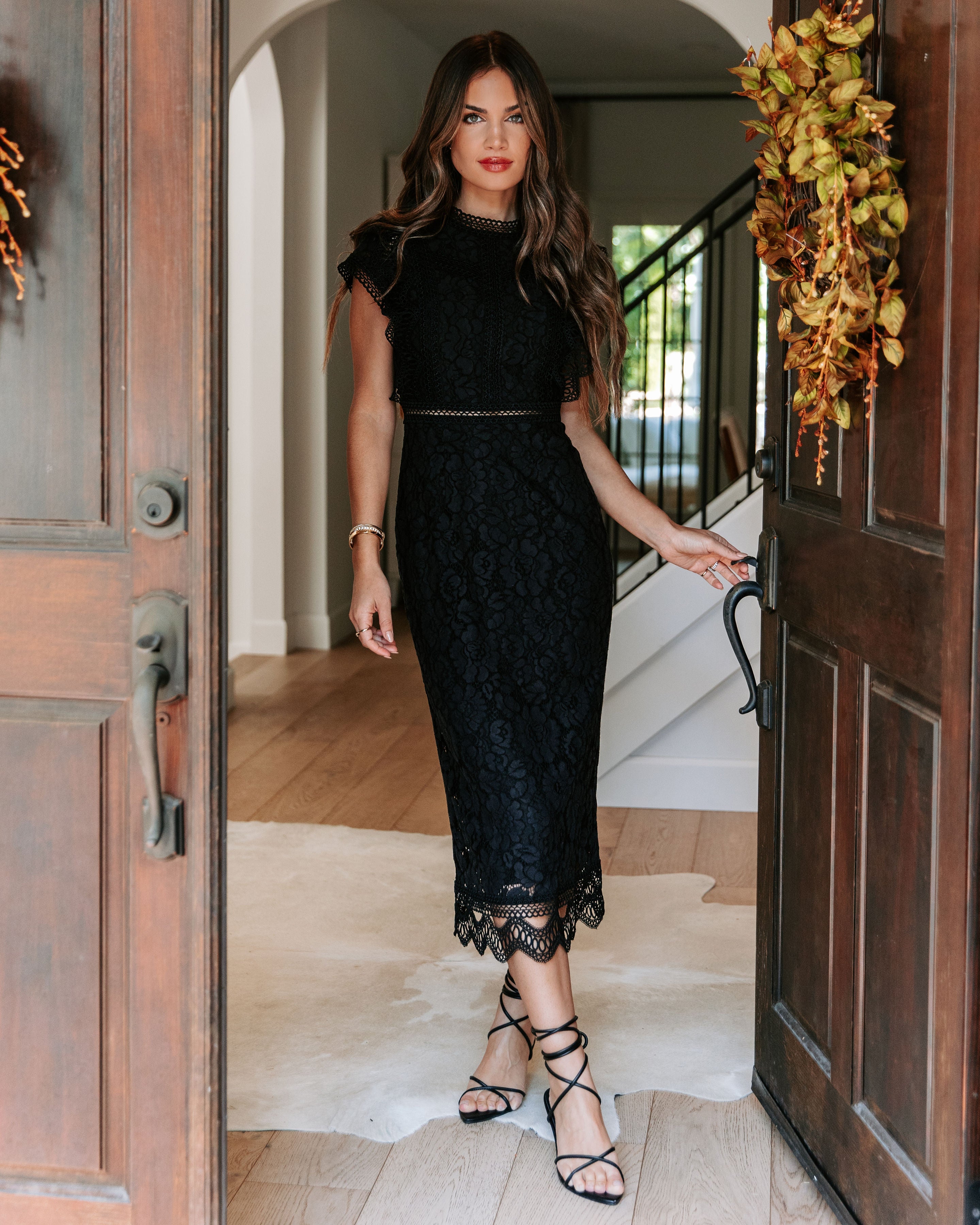Never Impossible Crochet Lace Midi Dress - Black - Se7enfashion