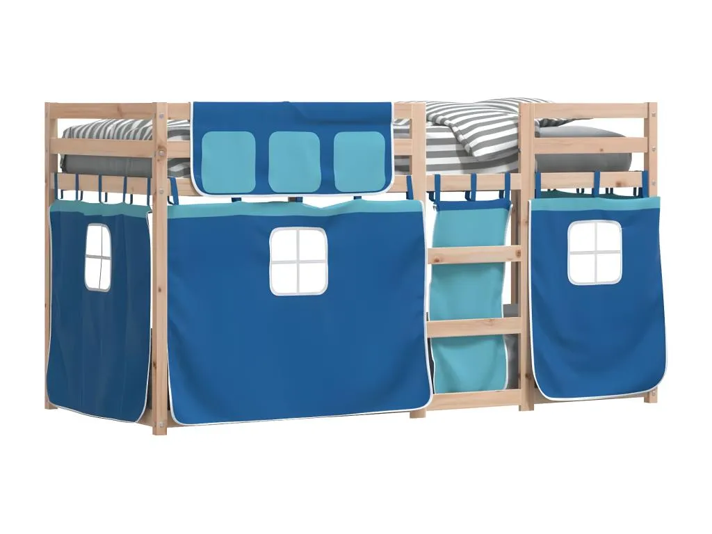 Litera con cortinas Decounico maciza de Decounico azul 90x200 cm