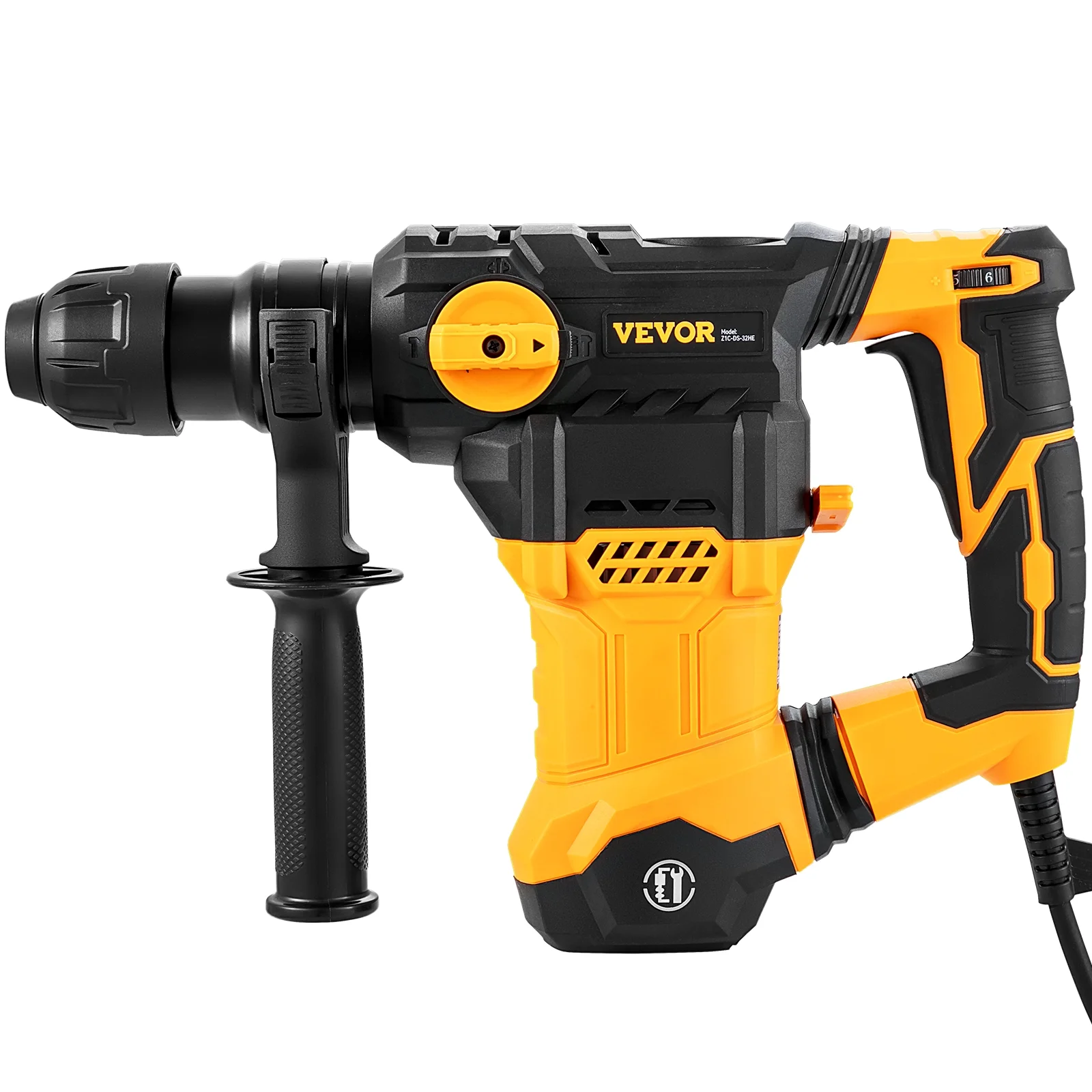 VEVOR 1-1/4inch SDS-Plus Rotary Hammer Drill, 13 Amp Corded Drills, Heavy Duty Chipping Hammers w/Vibration Control & Safety Clutch, Electric Demolition Hammers Variable Speed, Power Tool For Concrete - Image 9