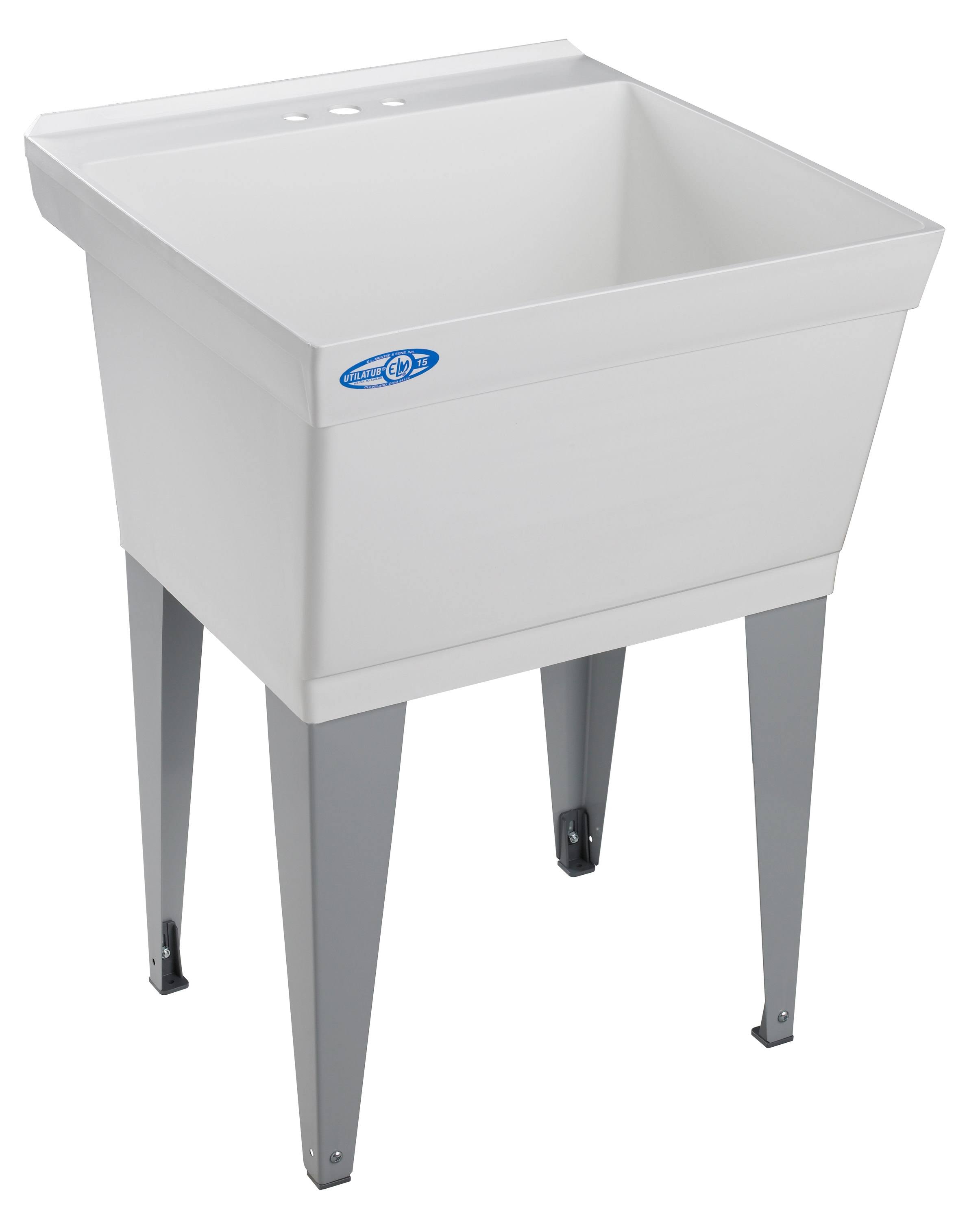 Mustee 15F Utilatub Laundry Tub 23.5" x 23" Floor Mount White(23.5"x23"x33")