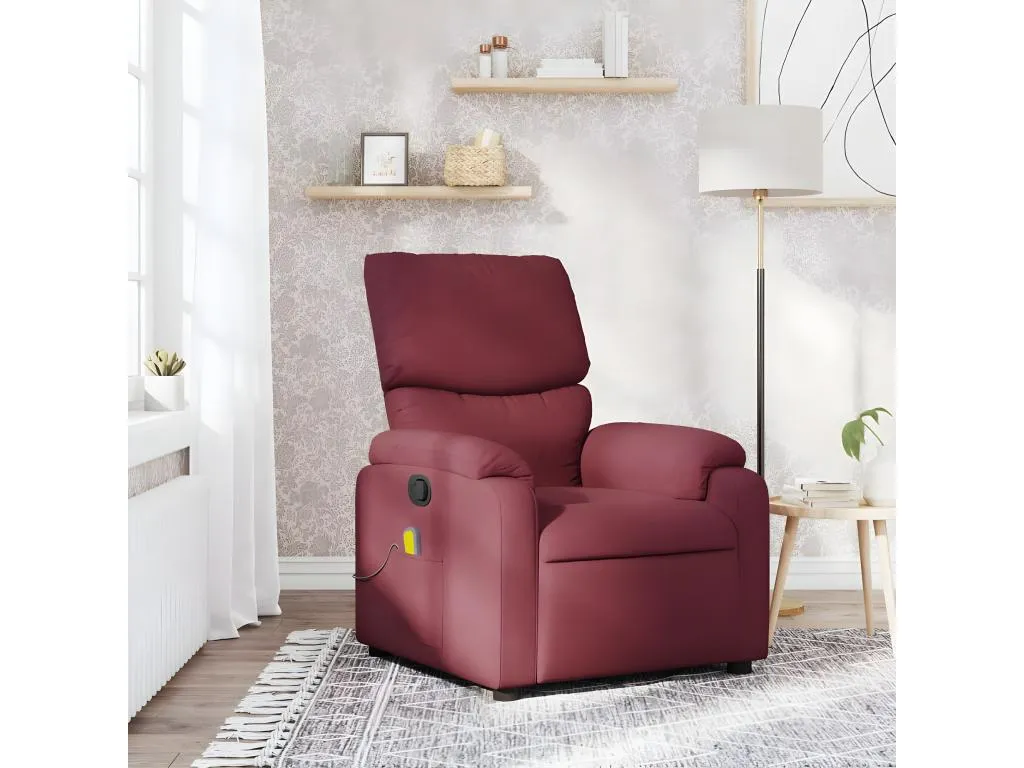 Sillón de masaje reclinable Tela rojo burdeos