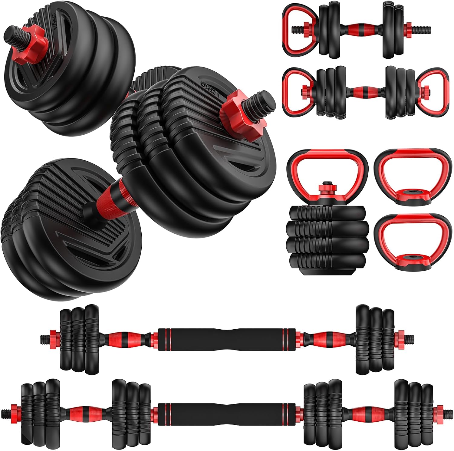 WAYFAIR Adjustable Dumbbells, 10/25/35/55/70/90Lbs Free Weight Set With Connector, 4 In1 Dumbbells Set Used As Barbell, Kettlebells, Push Up Stand, Fitness Exercises For Home Gym Suitable Men/Women
