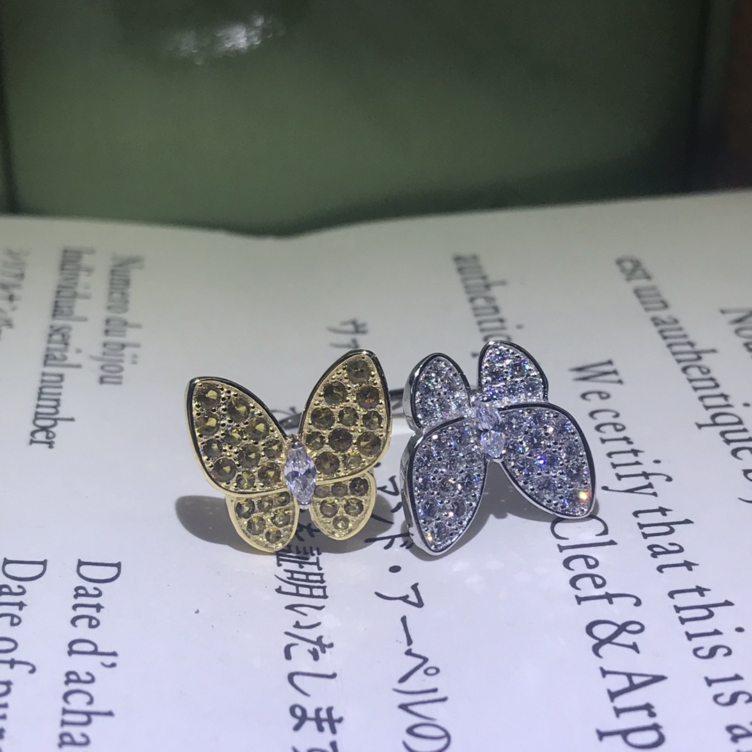 VCA Full Diamond Two Butterfly Between the Finger Ring - Original Replica Club