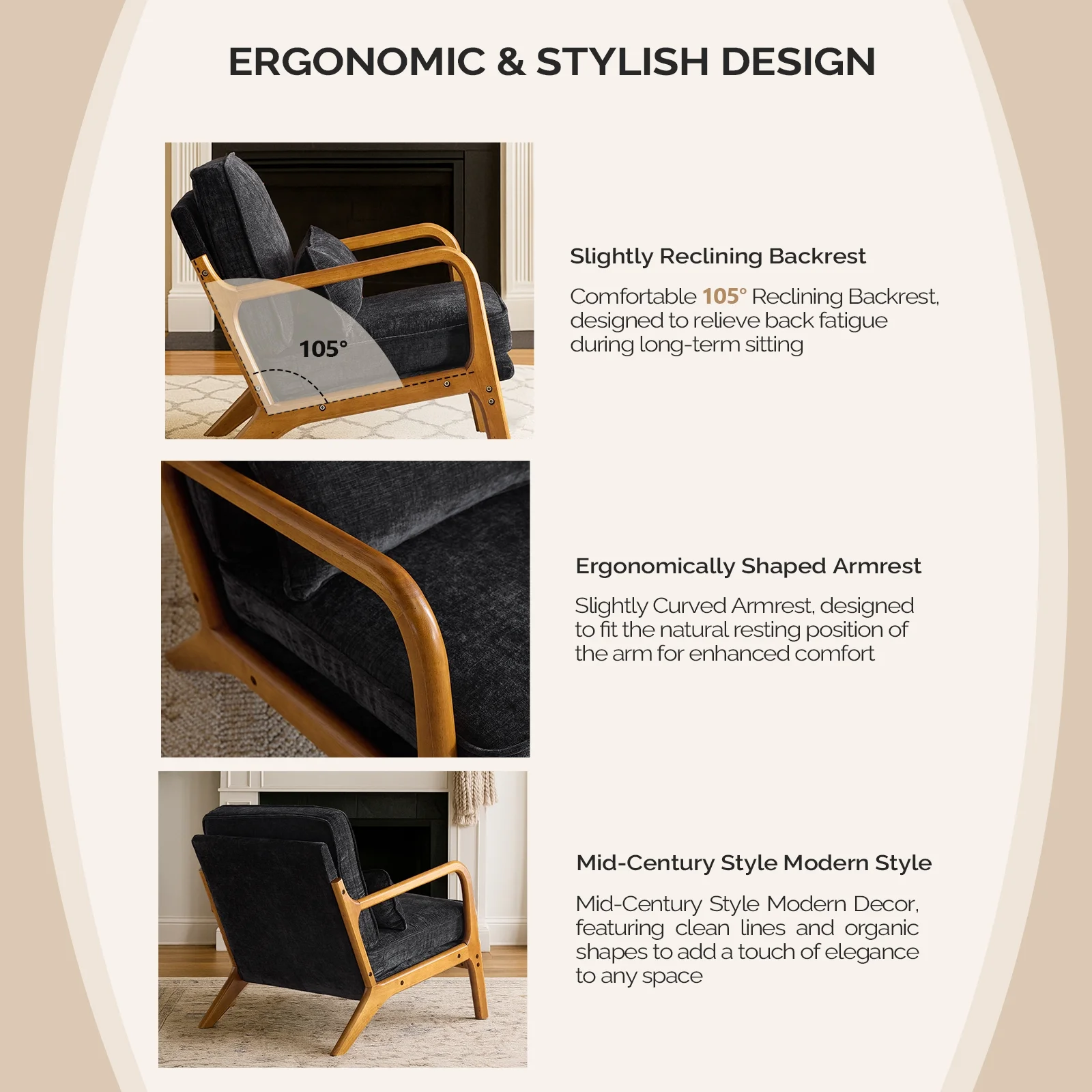 Ktaxon Accent Chair Corduroy Upholstered Armchair, Reading Club Chair with Pillow and Solid Wood Frame for Living Room Bedroom Furniture Off White - Image 54