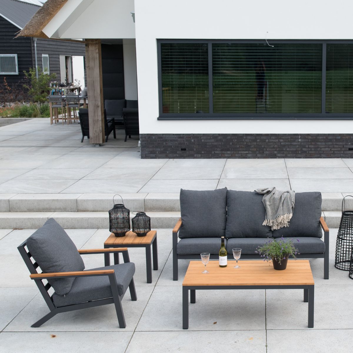 Lesli Living - Donnan loungeset aluminium bamboo grijs