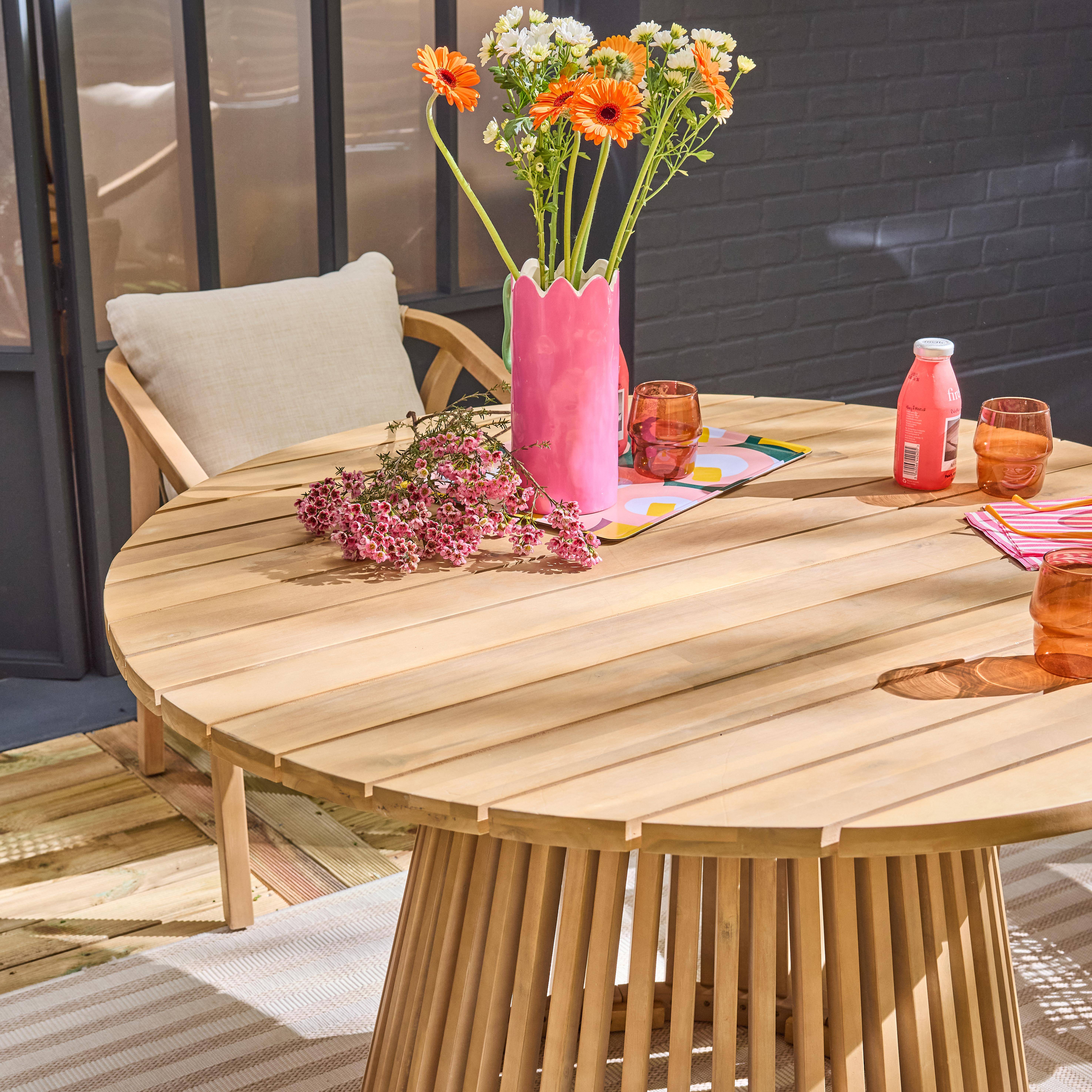Oviedo + Calama - Mesa de comedor interior/exterior madera de acacia de 4 plazas
