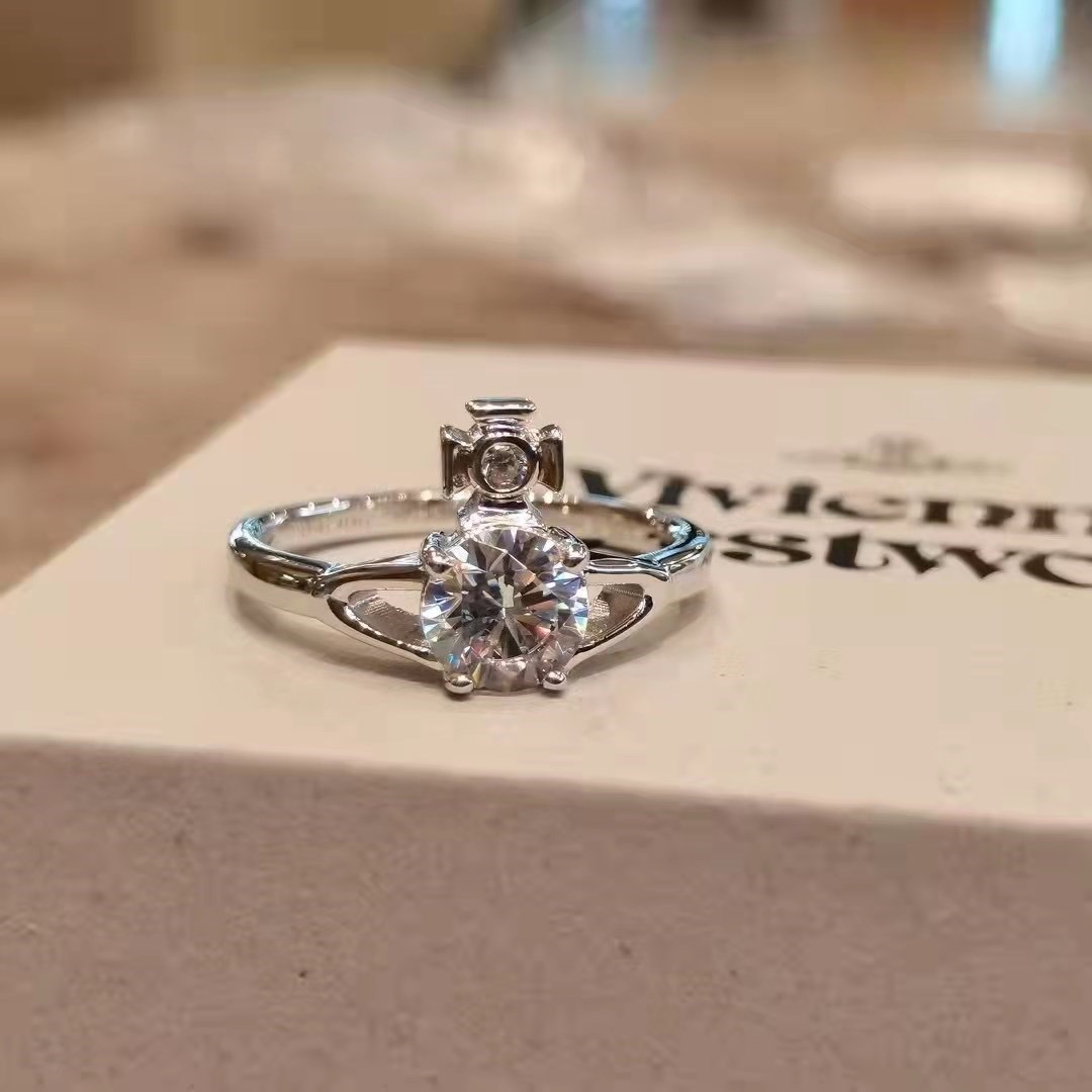 Vivienne Westwood Silver Saturn Diamond Ring - Original Replica Club
