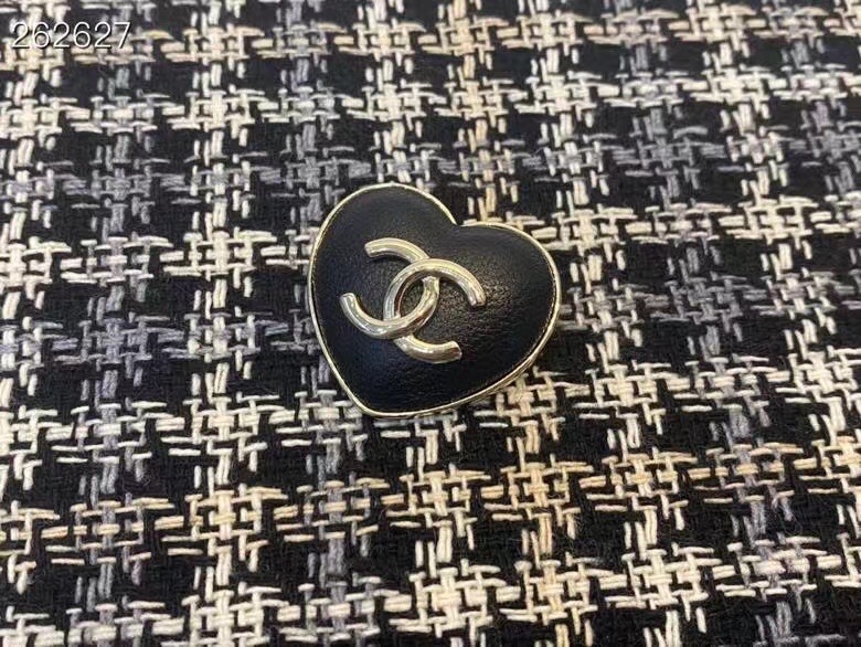 Chanel Black Leather Heart Brooch - Original Replica Club