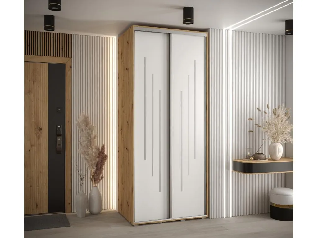 ARMARIO Prietocasa 8 DE PUERTAS CORREDERAS 235.2/100/60 2 puertas (Artisan/Blanco/Plata)