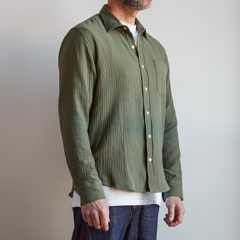Merci - Chemise Gaspard en gaze de coton - Vert