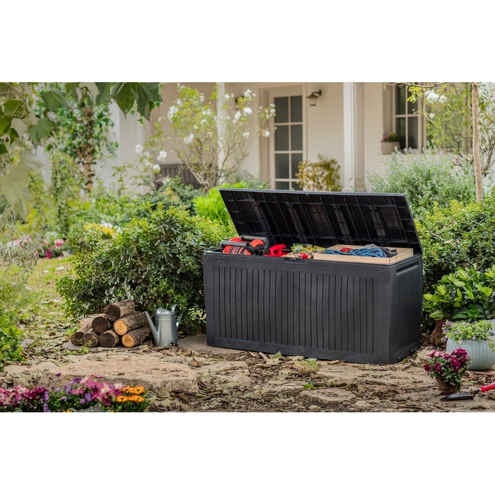 WAYFAIR Keter Comfy 71 Gallon Durable Resin Outdoor Storage Deck Box For Furniture And Supplies