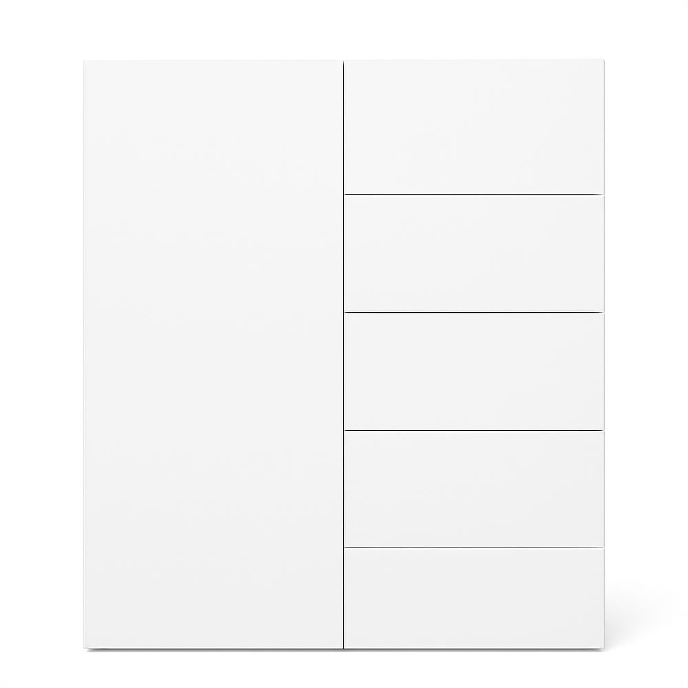 Armario de diseño moderno con 4 cajones,estructura de maderas compuestas,color blanco,ideal para dormitorios y salones