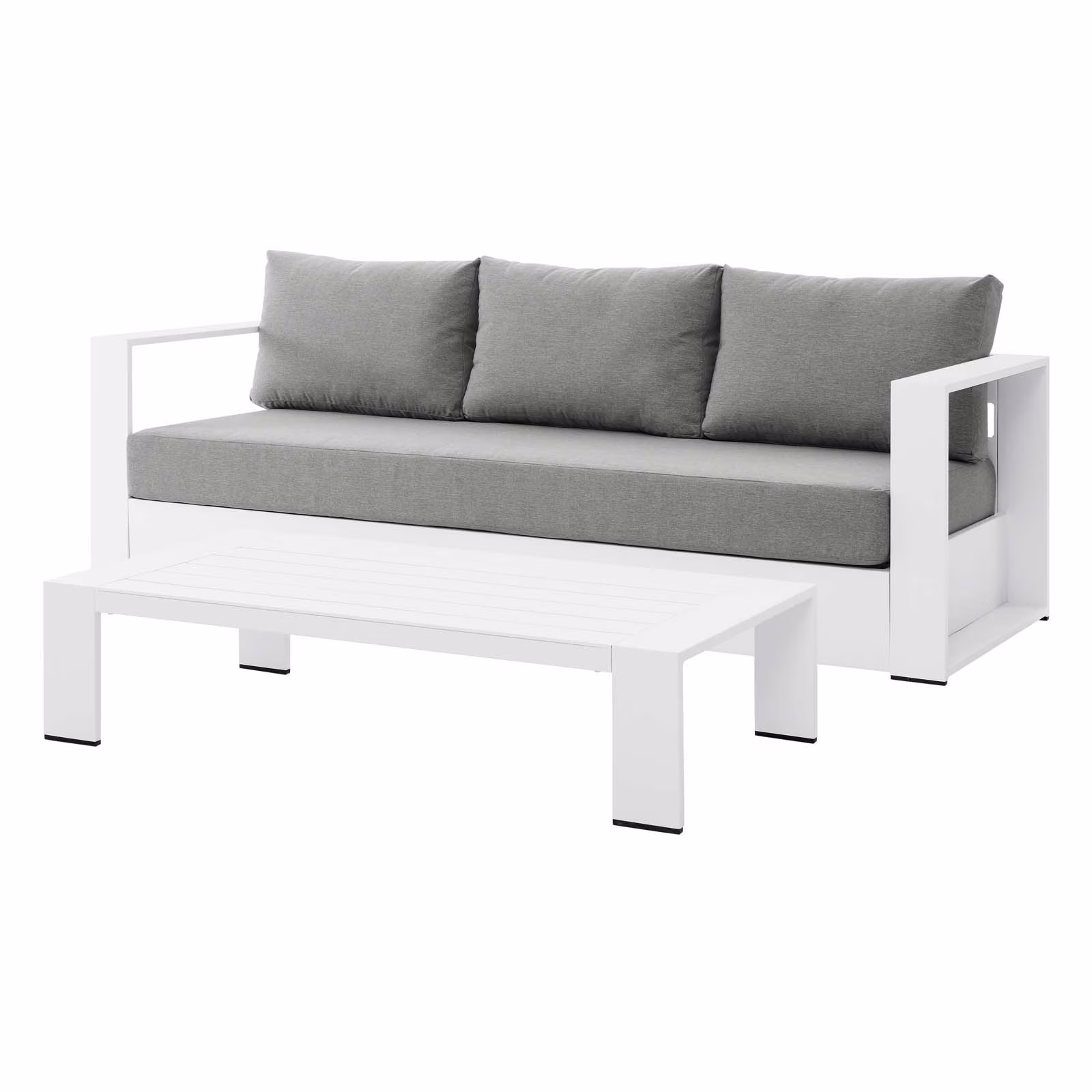 Lounge Sofa Table Set, Grey Gray, Aluminum, Metal, Fabric, Modern Contemporary, Outdoor Patio Balcony Cafe Bistro Garden Furniture Hotel Hospitality - Image 9