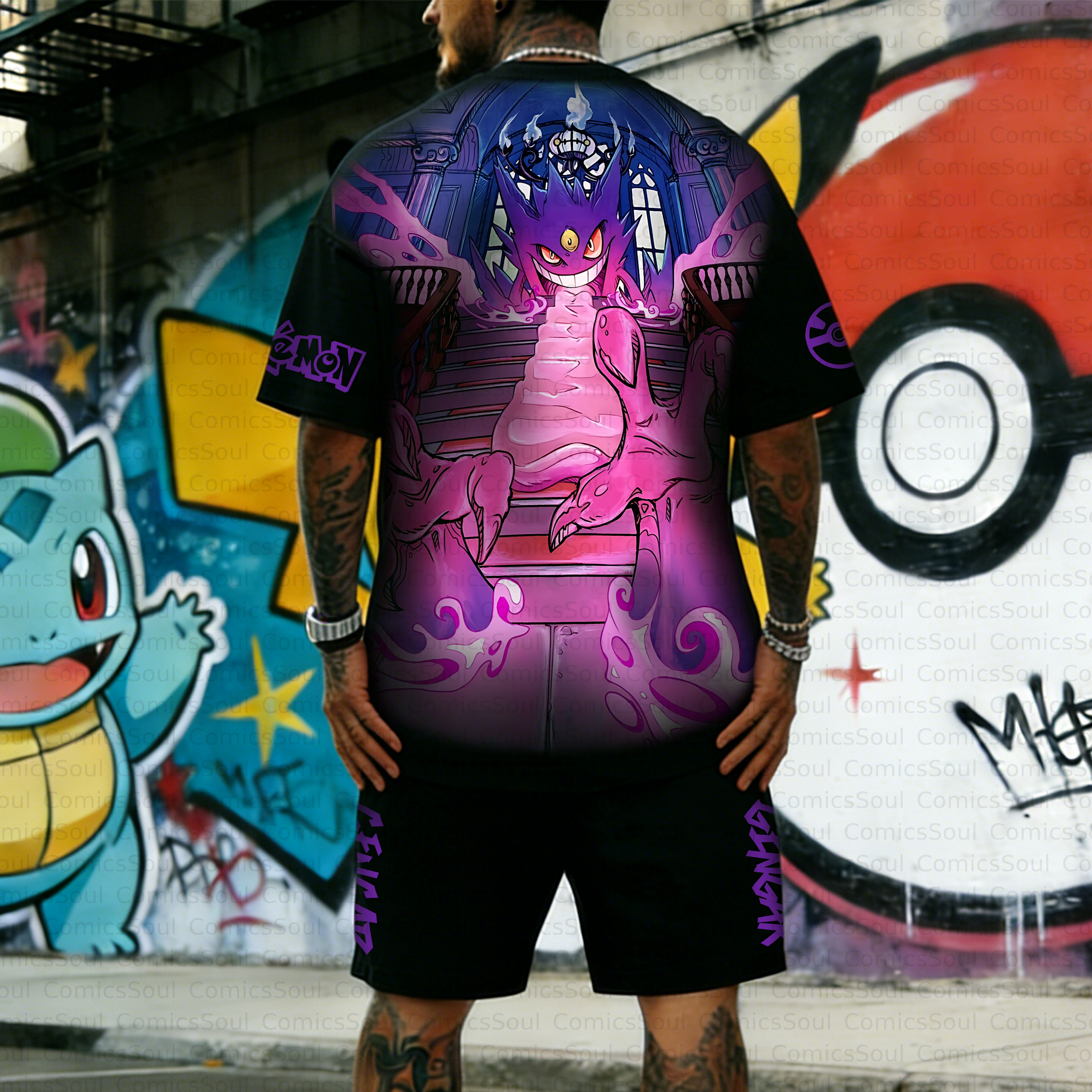 Unisex Anime Inspired Vintage T-shirt& Shorts 2 Pieces Set