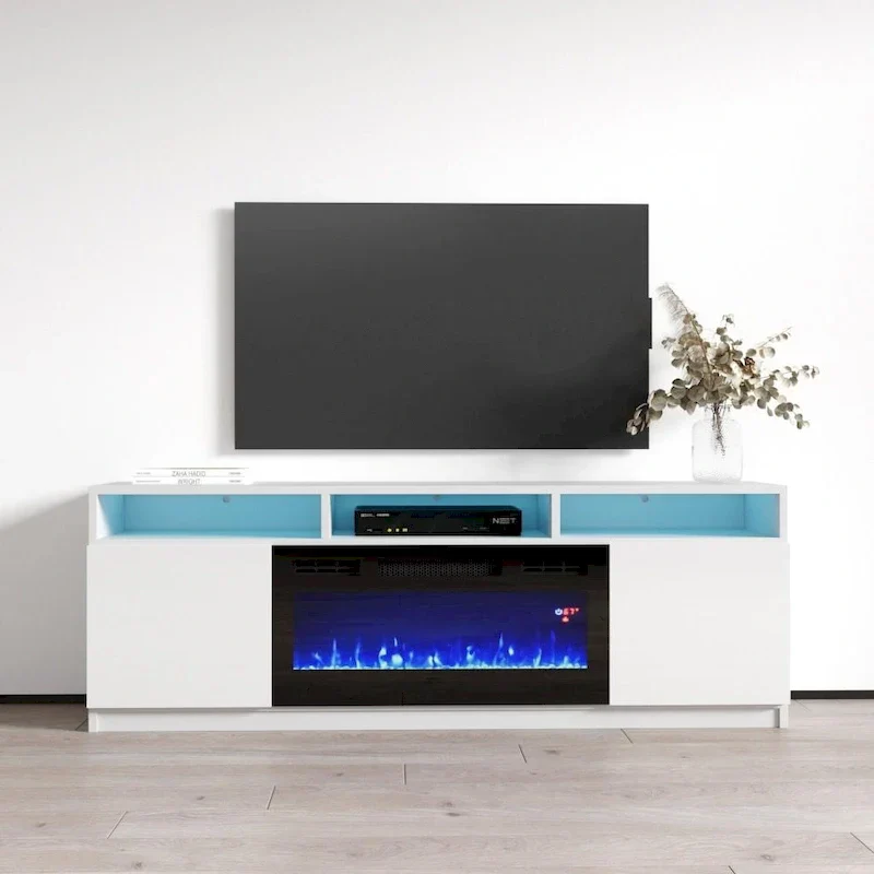Modern 63-Inch TV Stand with Reno 05 Electric Fireplace