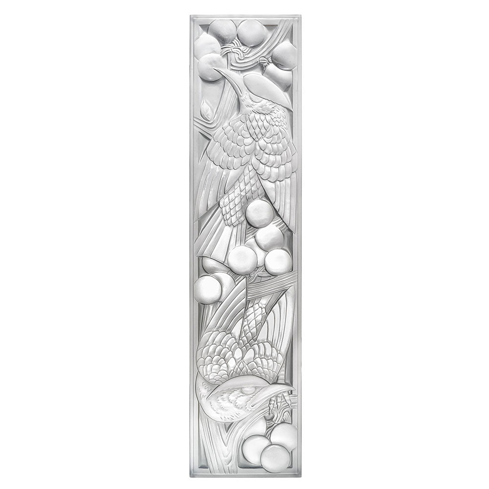 PANNEAU DÉCORATIF MERLES ET RAISINS XXL - CRISTAL INCOLORE NON MIROITÉ, CIRE PERDUE
