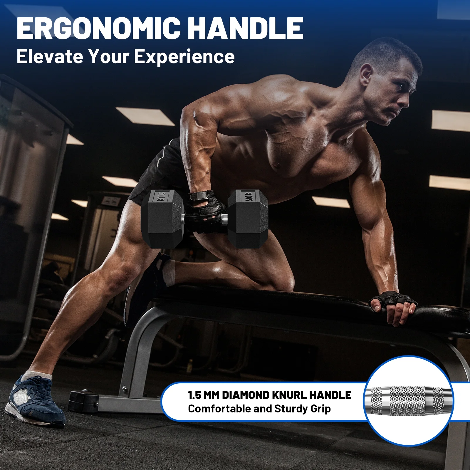 150 lb Dumbbell Set with Rack, Rubber Encased Hex Free Weights for Home Gym Strength Training - Image 8