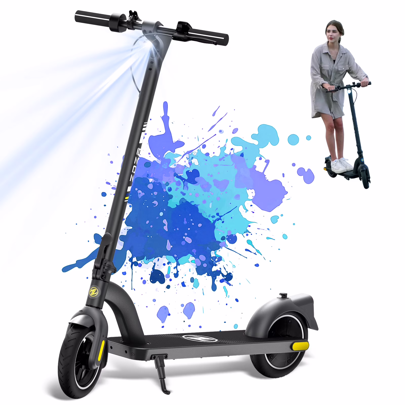 ZDZA 350W 19MPH Electric Scooter for Adults, 12 - 21 Miles Range, 8.5' Foldable Escooter