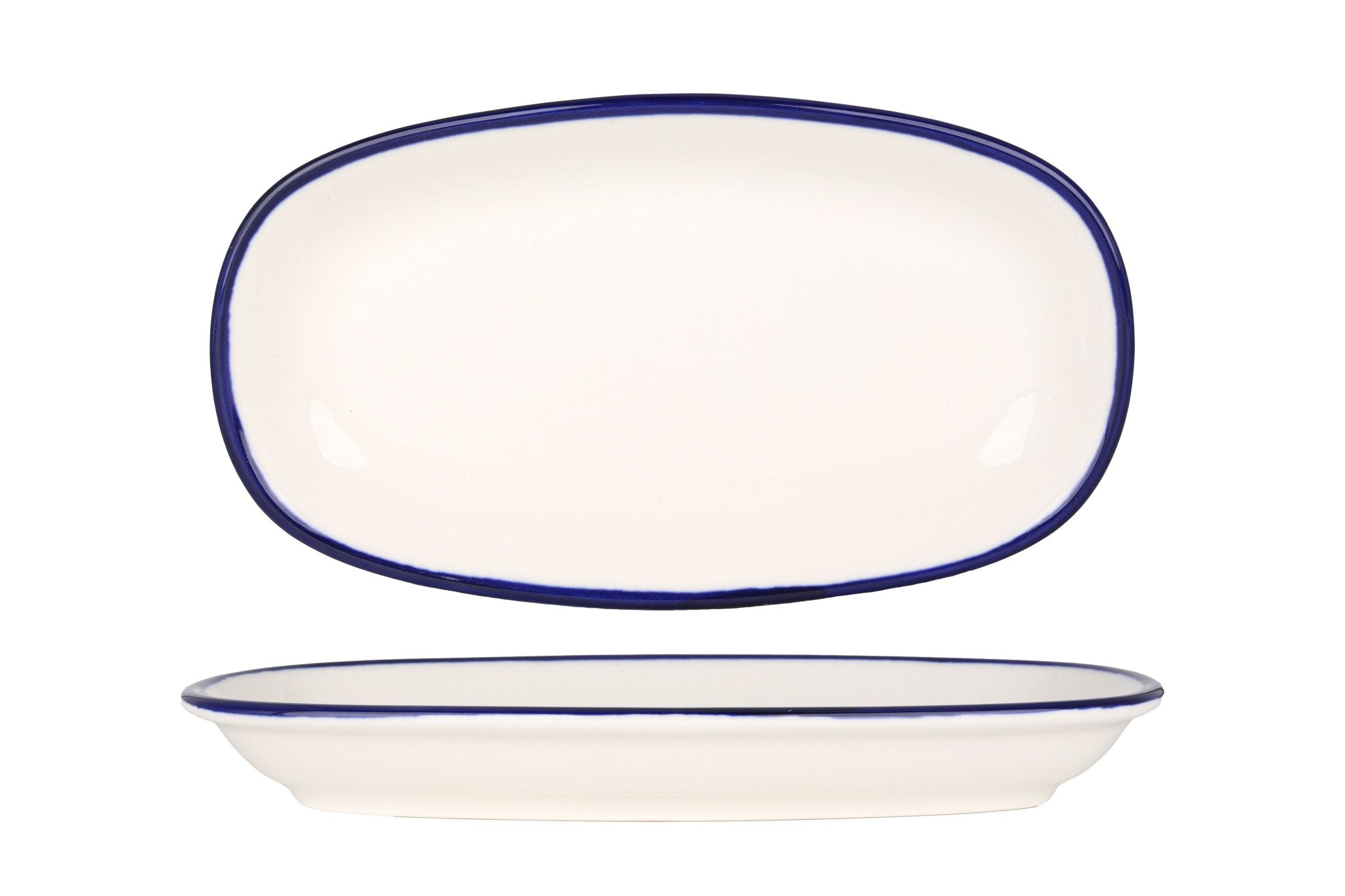Rinart Serveerschaal - Blue Edge - Porselein - 25x15 cm - set van 2